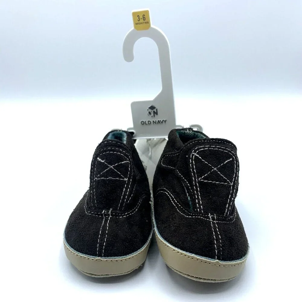 Old Navy Newborn Baby Shoes 3-6 Months Slip On Soft Sole Slippers Brown New